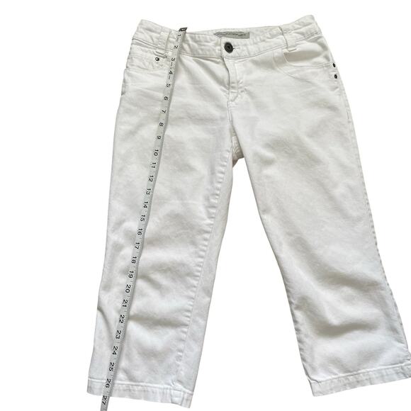 CHICO'S Platinum Denim White Capri Jeans 0 US 4, Coastal Casual Nautical Preppy - Picture 4 of 10